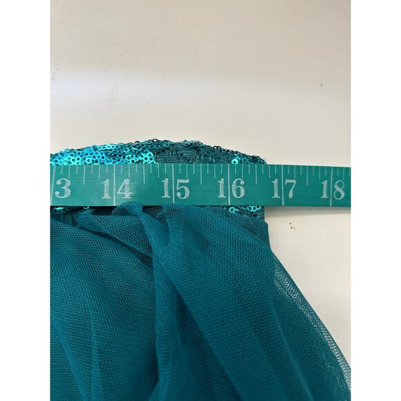 City Triangles Maxi Skirt Junior Teen 9 Teal Sequin Tiered Prom Formal Party NEW - Picture 8 of 12